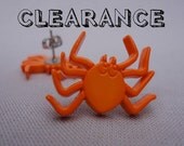 CLEARANCE Orange Spider Button Earrings
