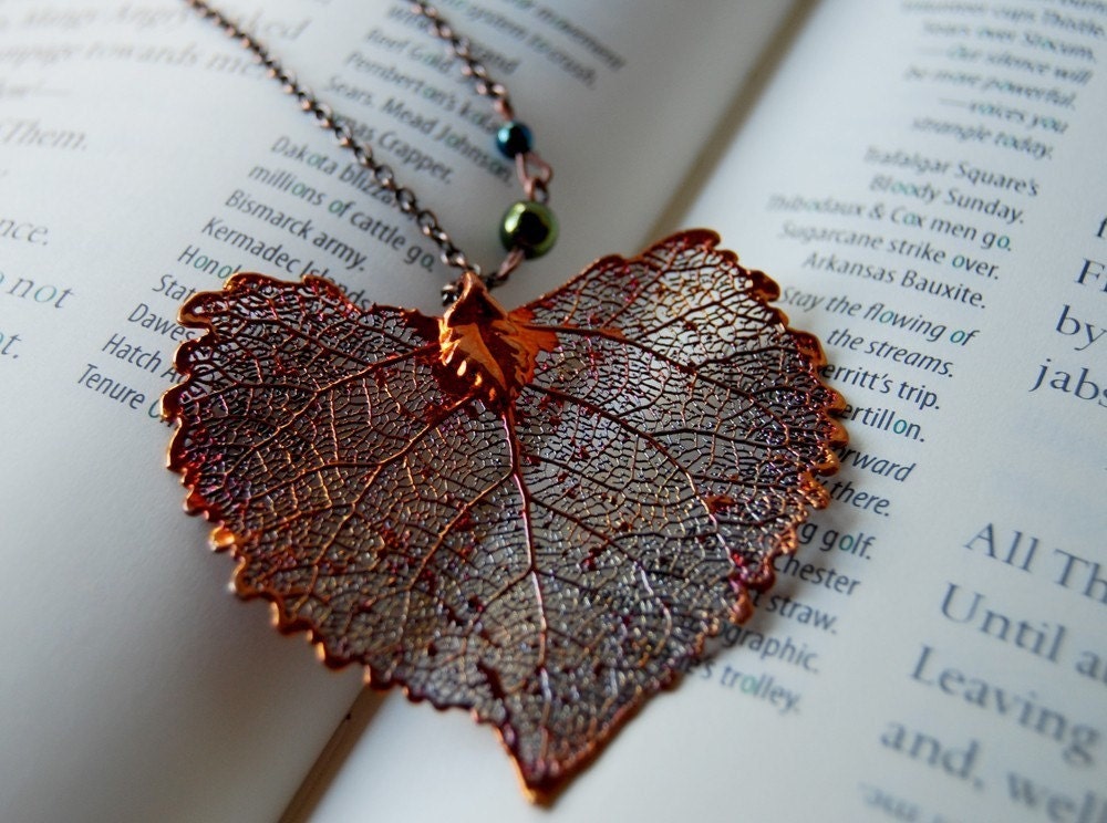 Large Fallen Copper Cottonwood Leaf Necklace