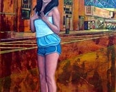 Coney Island Girl no.2, Original Stillman Giclee on Stretched Canvas, 12 x16x1.5 in.