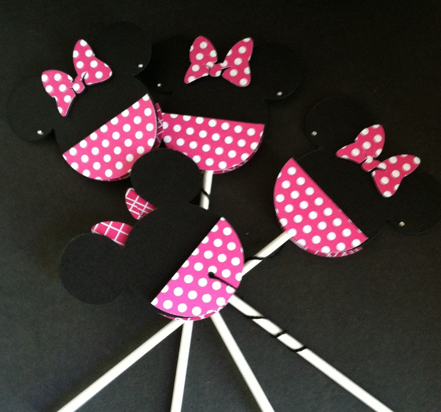 Minnie Mouse Pink Polka Dot Cup Cake Toppers, set of 12 Il_570xn
