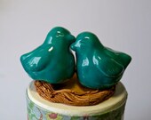 Teal Green Love Bird Cake Topper