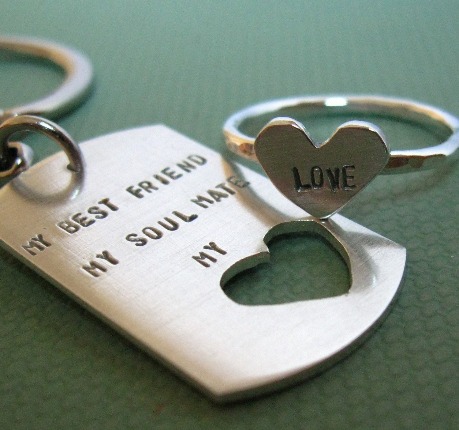 Reserved for Lorae. dog tag chain and sterling silver HEART ring