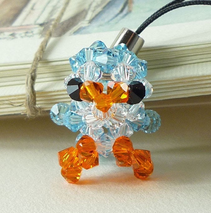 Swarovski Crystal Birdie Keychain Phone Strap (Light Blue Edition)
