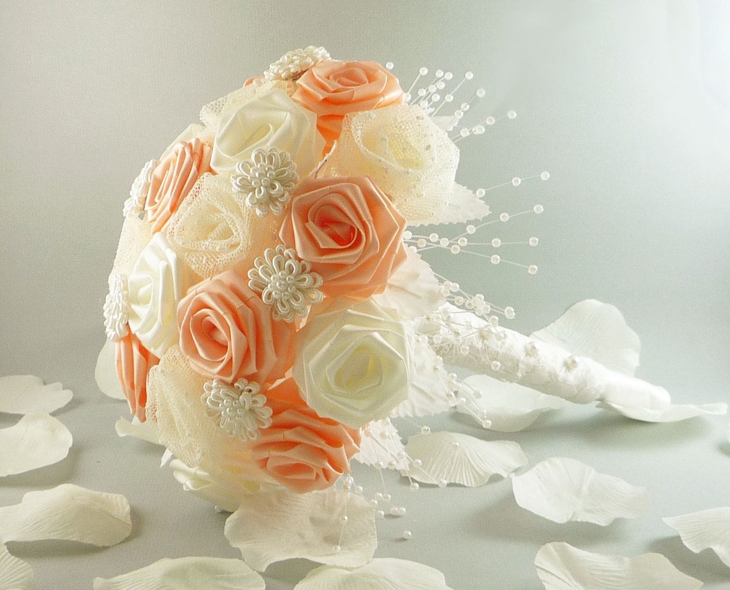 Vintage Victorian Origami Wedding Bouquet, (Large size) , Bridal Bouquet, Classic Bouquet, Pink Bouquet