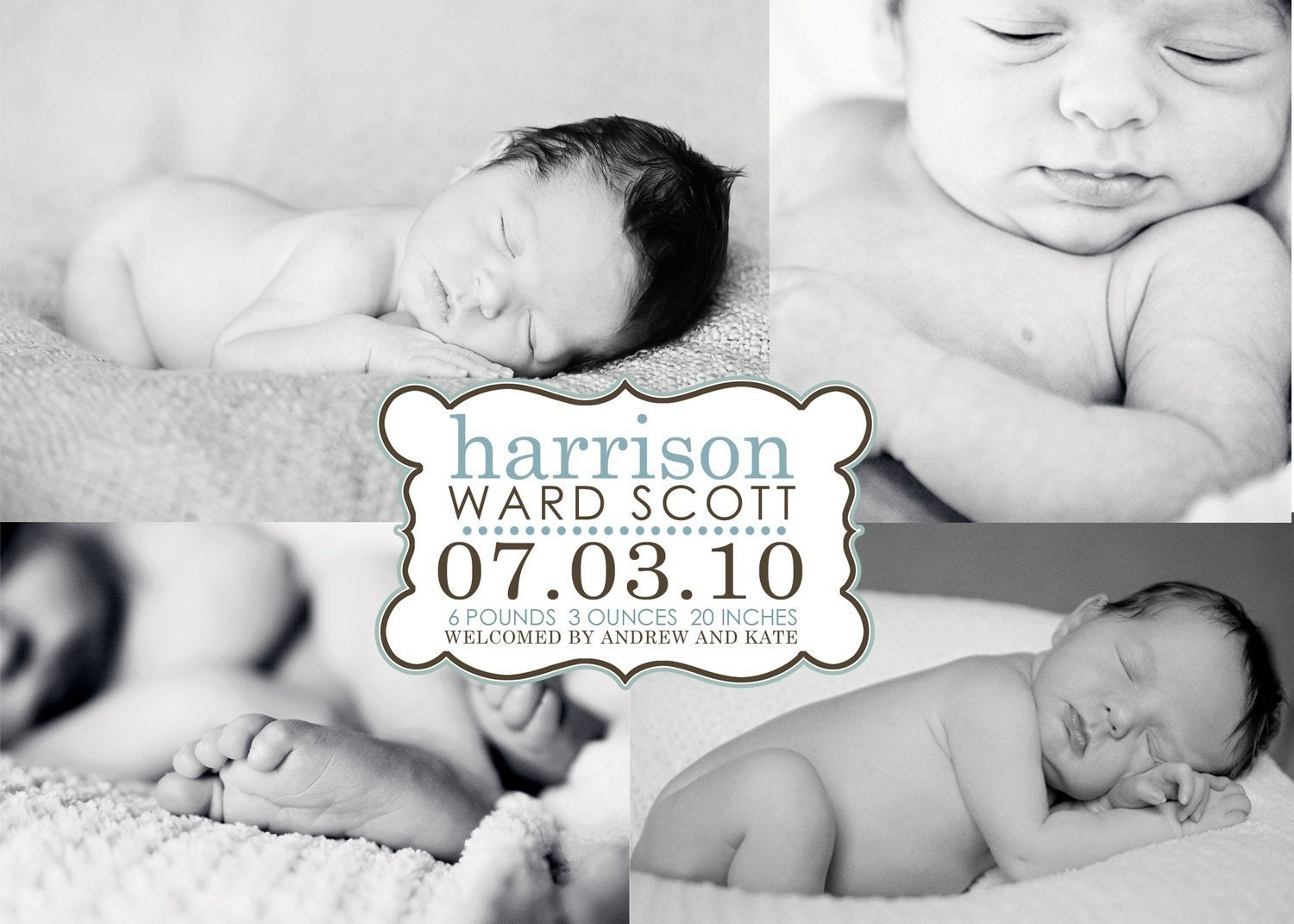 custom photo birth announcement - the harrison collage.