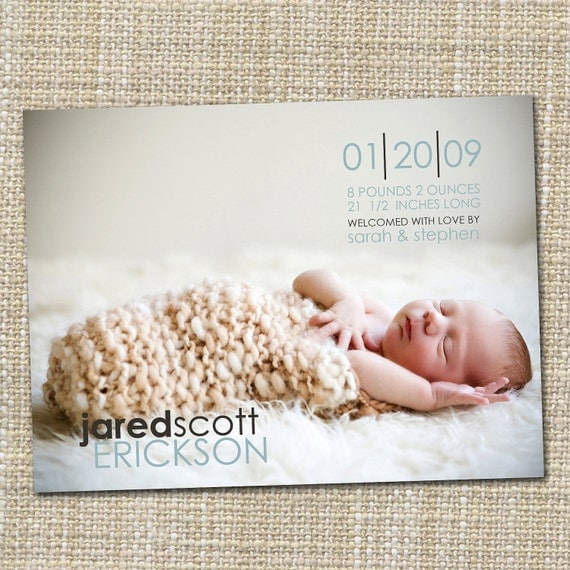 custom baby photo birth announcement - modern
