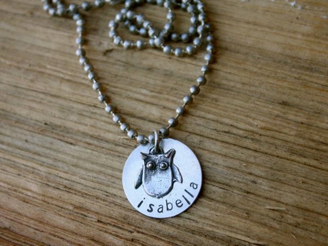 Whimsical Own Hand Stamped Kid Name Necklace