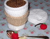 Play food Crocheted coffee cup and wrapper PDF pattern for play pretend