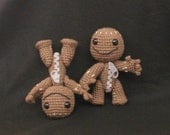 Hand crocheted sackboy from Little Big Planet string-jointed international shipping added