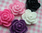 Thick Chunky Open Rose cabochons 5 colors 5pcs T-TA6