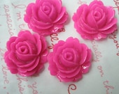 A Dollar SALE Big Rose cabochons MJ-002 Hot pink 4pcs 26mm x 23mm