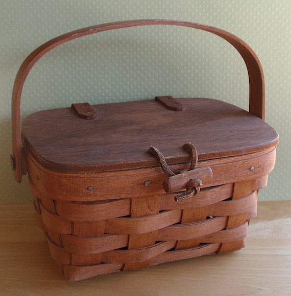 Vintage Longaberger Basket Kiddie Purse Miniature Collectible Handwoven Maple Hardwood