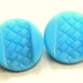 40s Czech glass buttons, 2 blue 18 mm buttons.