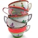 Tin Toy cups, Set of 5 vintage metal with litho, 1950s 1960s.