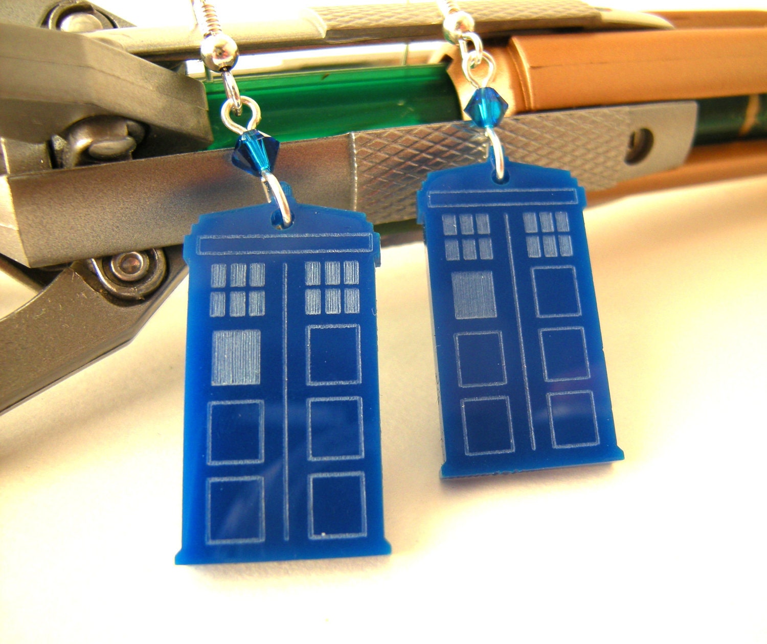 Tardis Dr. Doctor Who Geektastic Time Travel Swarovski Earrings