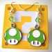 1-UP Mario Nintendo Green Mushroom Geektastic Swarovski Earrings