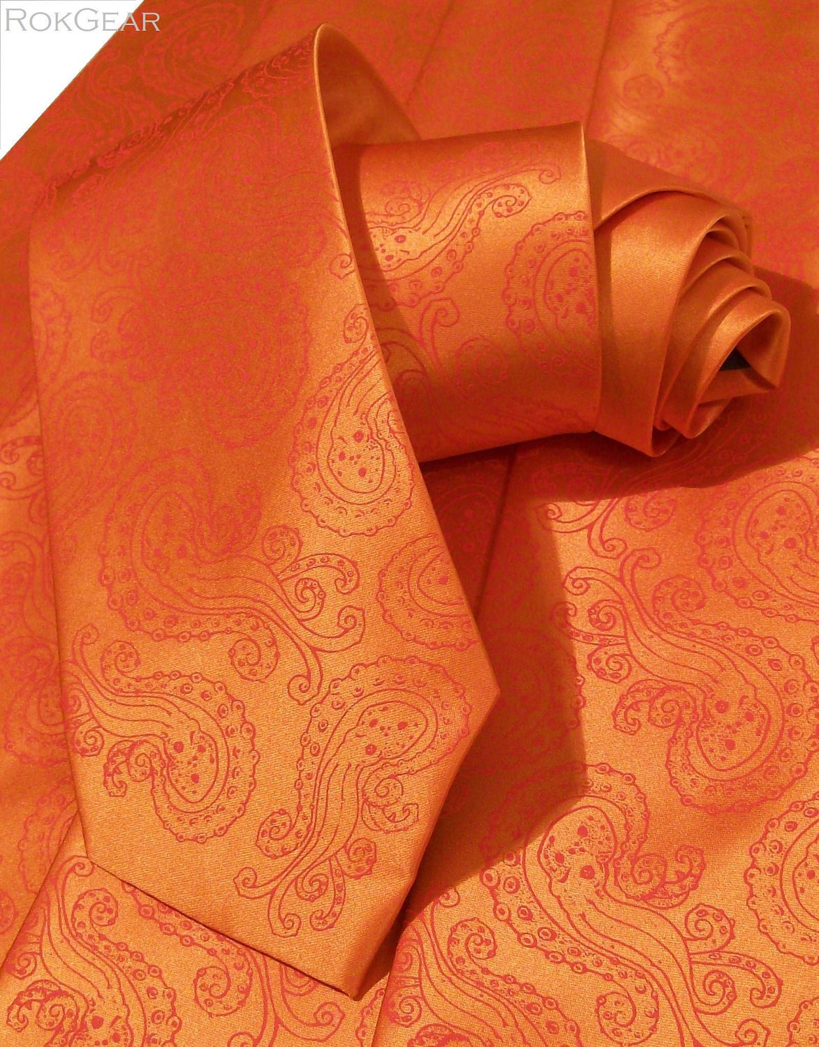 Mens necktie orange octopus tie