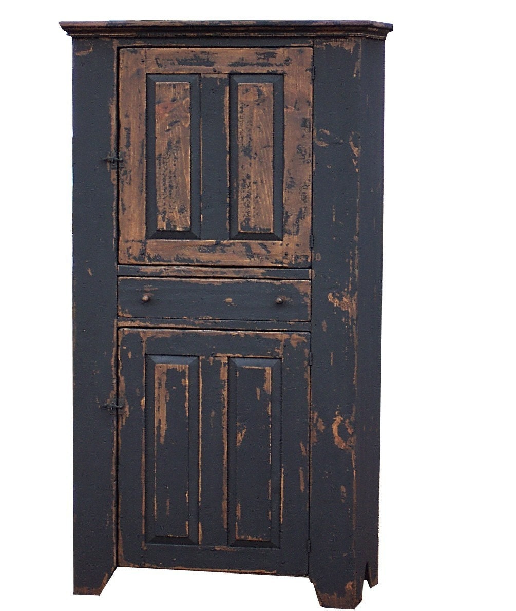 Primitive farmhouse kitchen cupboard cabinet country painted early American reproduction