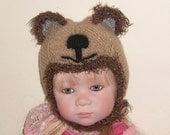Baby ' BEAR'  cashmere hat trimmed with novelty yarn'Allure' great choice of gift for your precious bundle of joy and Perfect for Photographer's Prop,also could be used for dolls from Annette Himstedt  collection