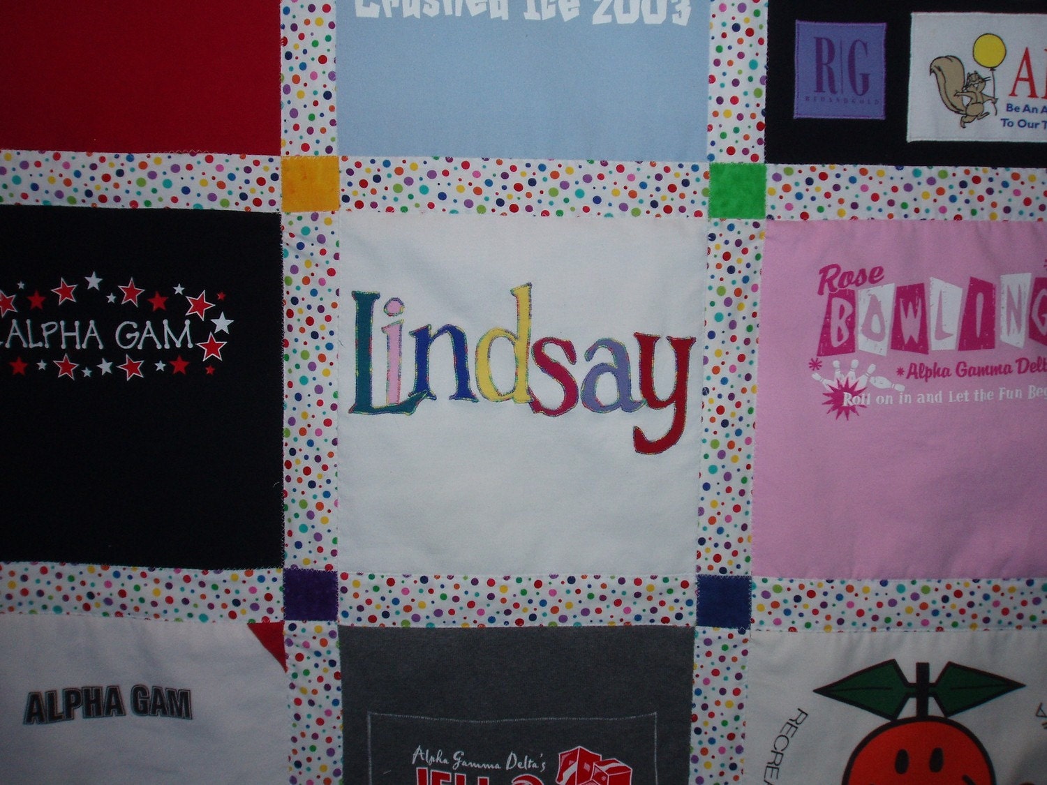Extra Long Twin Tshirt Quilt single sashing (24 squares) - CUSTOM ORDERS