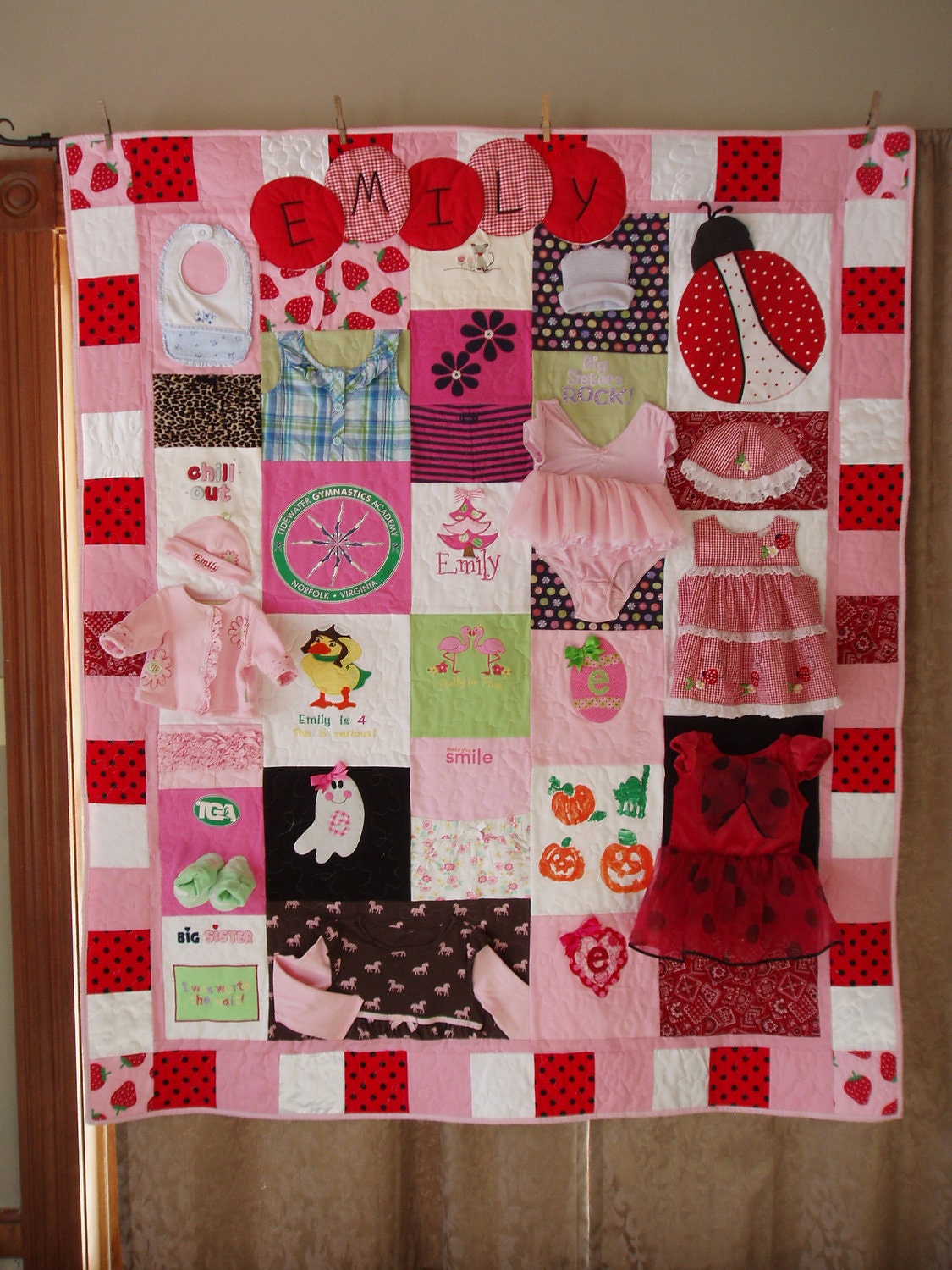 CUSTOM ORDERS - Throw size Patchwork Quilt made from baby clothes