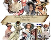 Beautiful Edwardian Women - Digital Collage Sheet - INSTANT Download JPG Images - for ACEO, Tags, Collage Art, and More