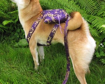 Ring Bearer Wedding Harness for X-small or small sized dogs, your choice from 24 silk brocade patterns