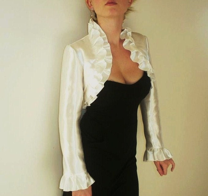 Ivory raw silk bridal bolero jacket FULLY LINED with COTTON wedding shrug wrap long sleeves victorian bolero jacket bridal shrug