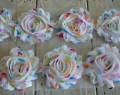 Shabby Chic WHITE with BRIGHT DOTS  Rose Trim-2 1/2 inches-1/2 yard
