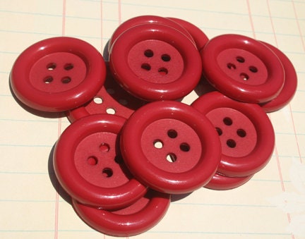 Big Red Buttons Sewing - 1 1/2" Wide - One Dozen - Sewing Embellishments