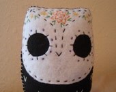 Marietta - Dia De Los Muertos Owl Felt Soft Sculpture