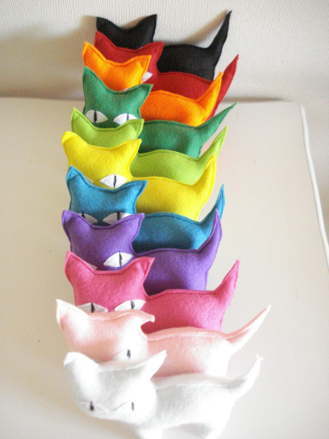 6 Sweet Color Cat Stuffed Toys Plushie Art Doll Miniature