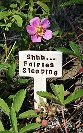 Shhh... Fairies Sleeping - Little Sign Marker Stake for Garden, Plant Pot or Terrarium - Made to Order