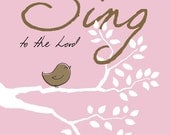 Christian Art - SING to the Lord - pink and brown word art