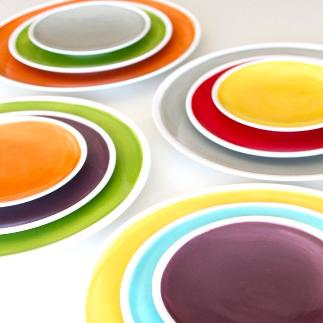 The Sylvie Collection- Set of Two Solid Dinner Plates You Choose Your Colors