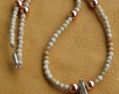 Weathered bone stone and copper choker necklace