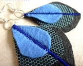 Spring CLOUD - Gray Felt peacock feather Earrings