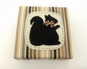 Squirrel Silhouette Wall or Shelf Art with Neutral Stripes