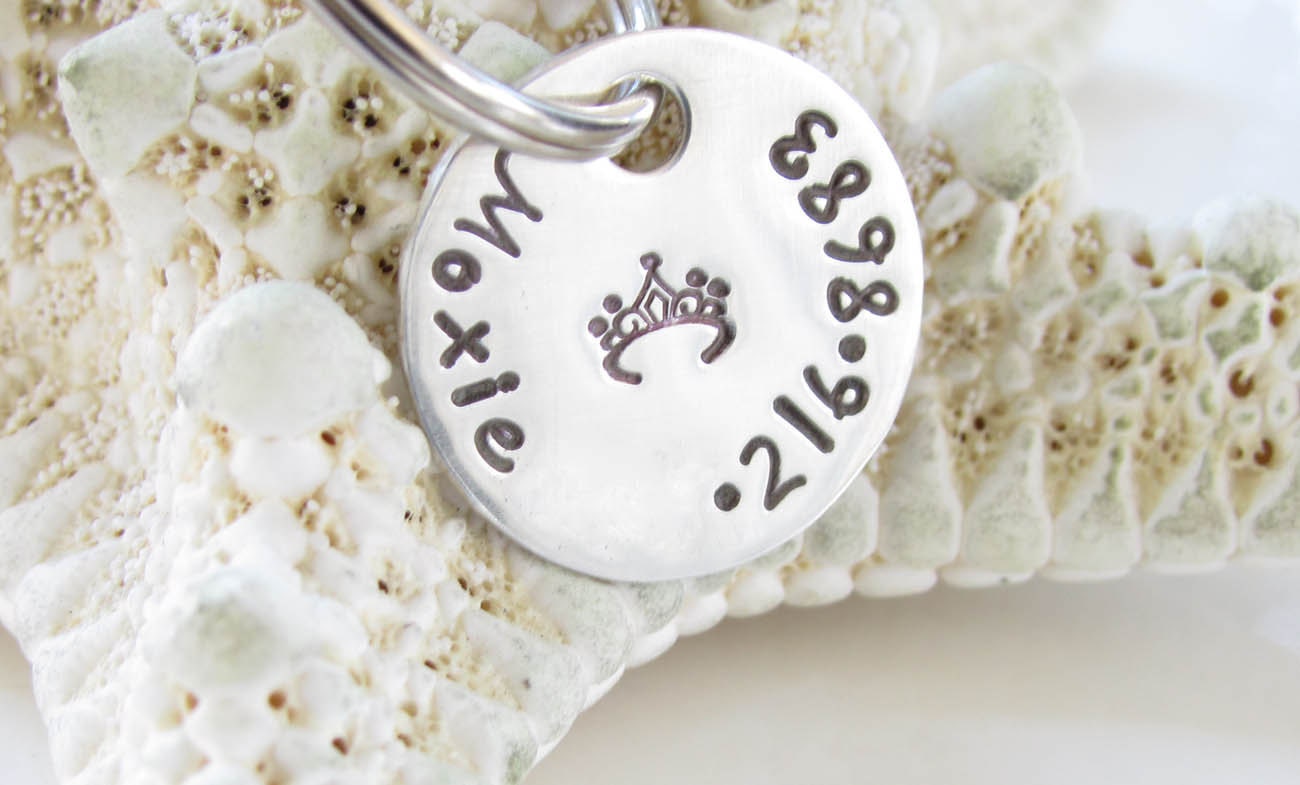Pet Tag Custom -  Hand Stamped - Petite Sterling Silver -- Handmade