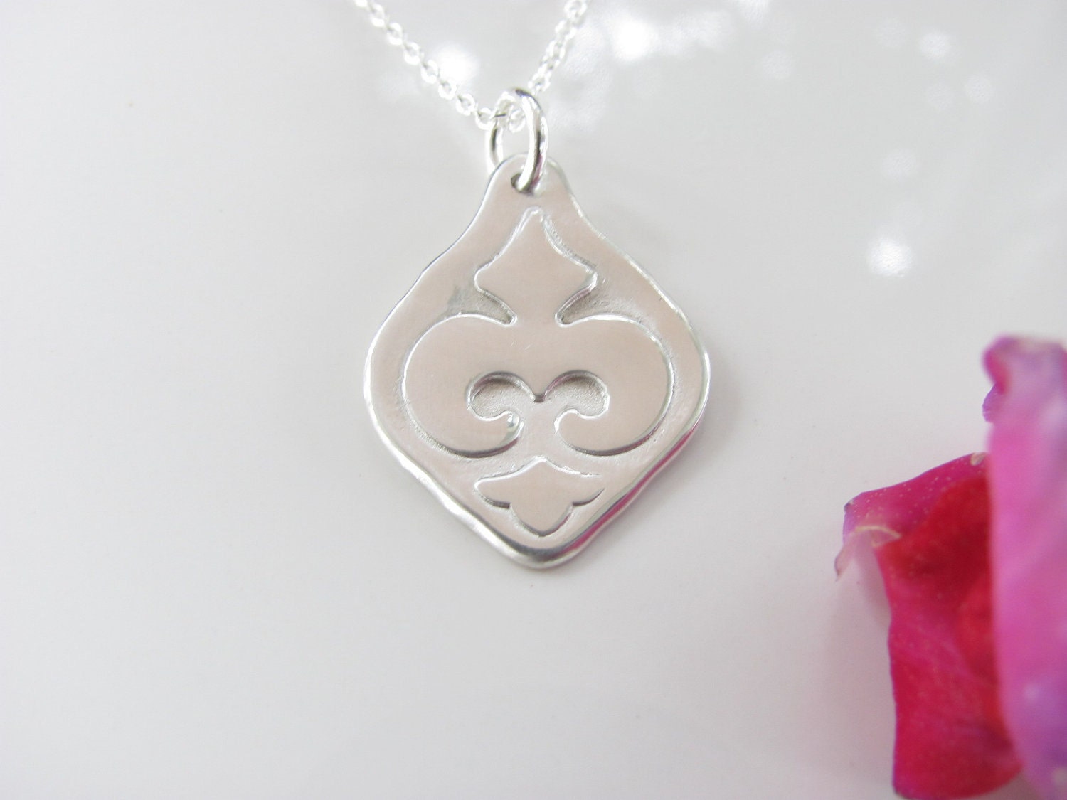 Fleur De Lis Necklace - Hand Made from Fine Silver - NOLA - Shiny and Different