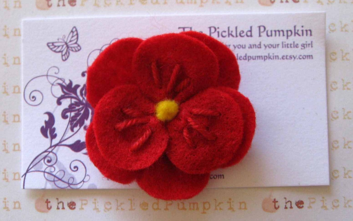 Red Flower Felt Clip