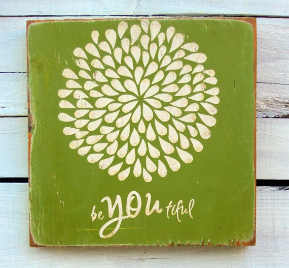 Typography Wood Sign - Flower BeYOUtiful in Olive Wall Decor