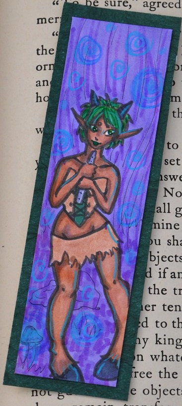 Faun Art Bookmark Original - Satyr Girl Fantasy Illustration