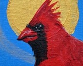 Original Bird Acrylic Painting - Saint Cardinal 5x7