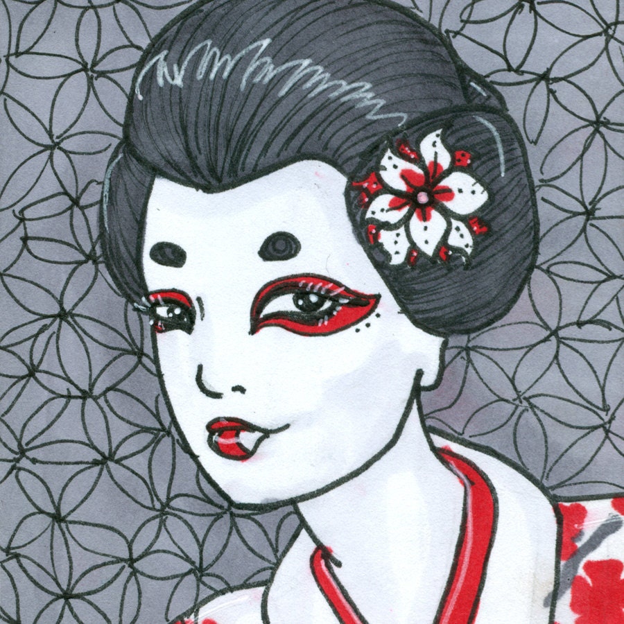 Geisha Portrait ACEO Original