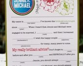 Wedding Mad Libs PDF FILE Print Yourself Bold Flowers Colors are Customizable