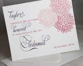 5 Personalized Will You Be My Bridesmaid Cards Set of Five Completely Customizable