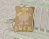 Dollhouse Miniature Pillow Cushion Duck Nursery Baby Pink Yellow Stripes One Inch Scale