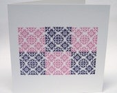 Letterpress Ornament card - Purple and Pink