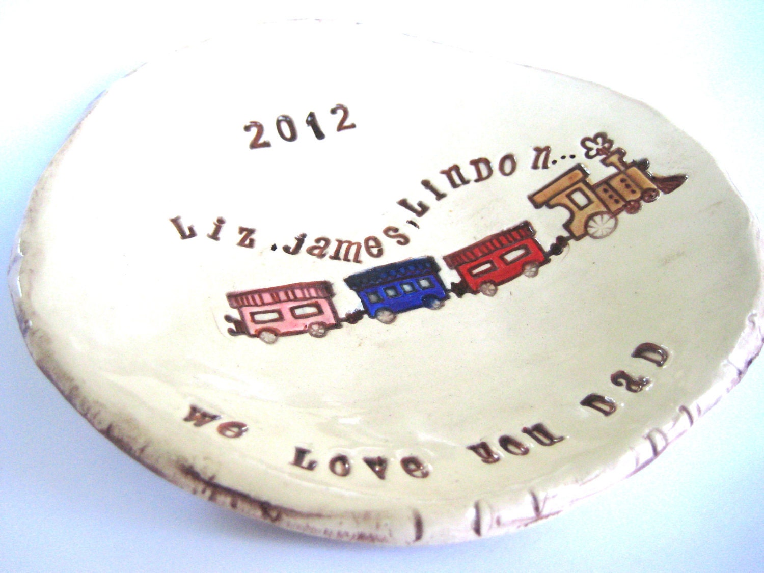 Father's Day Train Dish Personalized